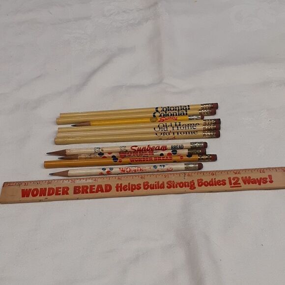 Bundle of vintage ruler & pencils from various bread companies - Picture 1 of 3